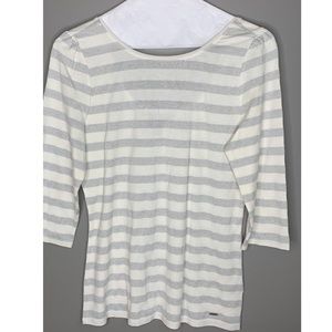 WHBM silver/white striped top